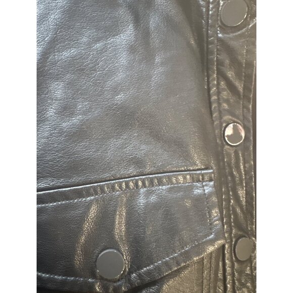 Line & Dot Lou Faux Leather Mini Dress in Black Small Womens Vegan Shirtdress - Picture 6 of 13